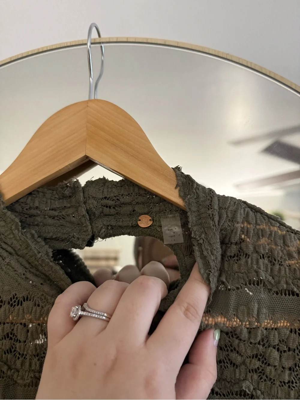 Free People Olive Green Angelina Lace Bodysuit